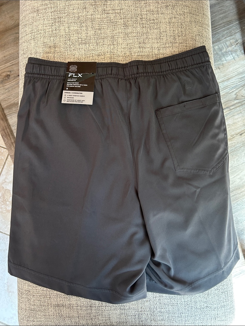 Men's Dark Gray FLX Performance Athletic Shorts with Drawstring - Picture 2 of 5